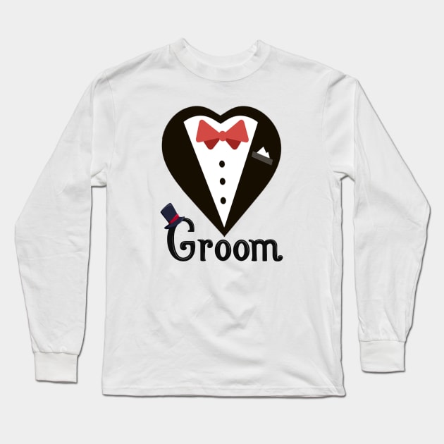 Groom T-Shirt Groom With Bow Tie Tee Shirt Bachelor Party Long Sleeve T-Shirt by MiStore